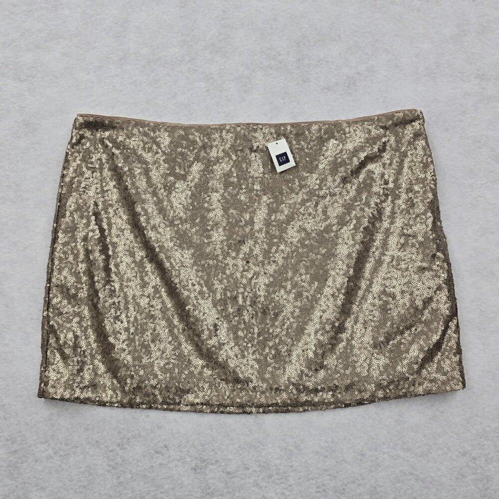 NWT GAP Factory Sequin Mini Skirt Size 18 Champaign Tan Lined Holiday Glam